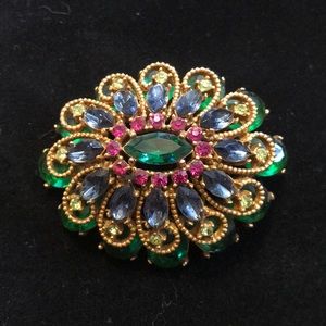 Vintage Capri Multi-Stone/Goldtone Plated Pin/Neck